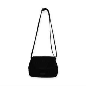 Vera Bradley Classic Black Microfiber Quilted Crossbody  Purse